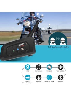 V6 PRO Bluetooth Motorcycle Helmet Intercom Headset with 1200M BT Interphone Communicator for 6 Riders Waterproof