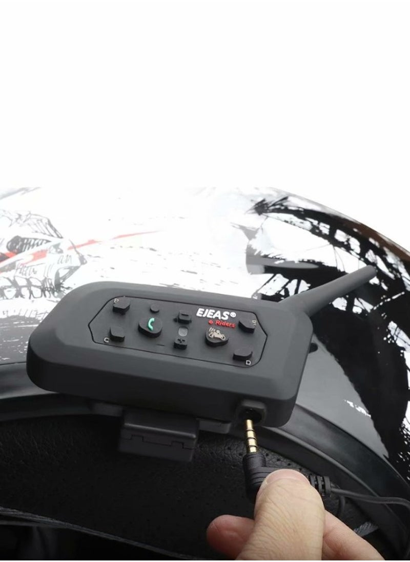 EJEAS - V6 PRO Bluetooth Motorcycle Helmet Intercom Headset with 1200M BT Interphone Communicator for 6 Riders Waterproof - Image 1