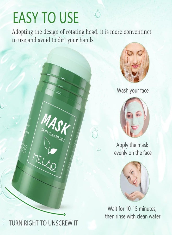 Mererke_Pretty 2 Pack Green Clay Mask for Face, Poreless Deep Cleanse Mask, Blackhead Remover with Green Tea Extract, Deep Pore Cleansing, Moisturizing & Oil Control Green Tea Facial Cleanser for All Skin Types - Image 4