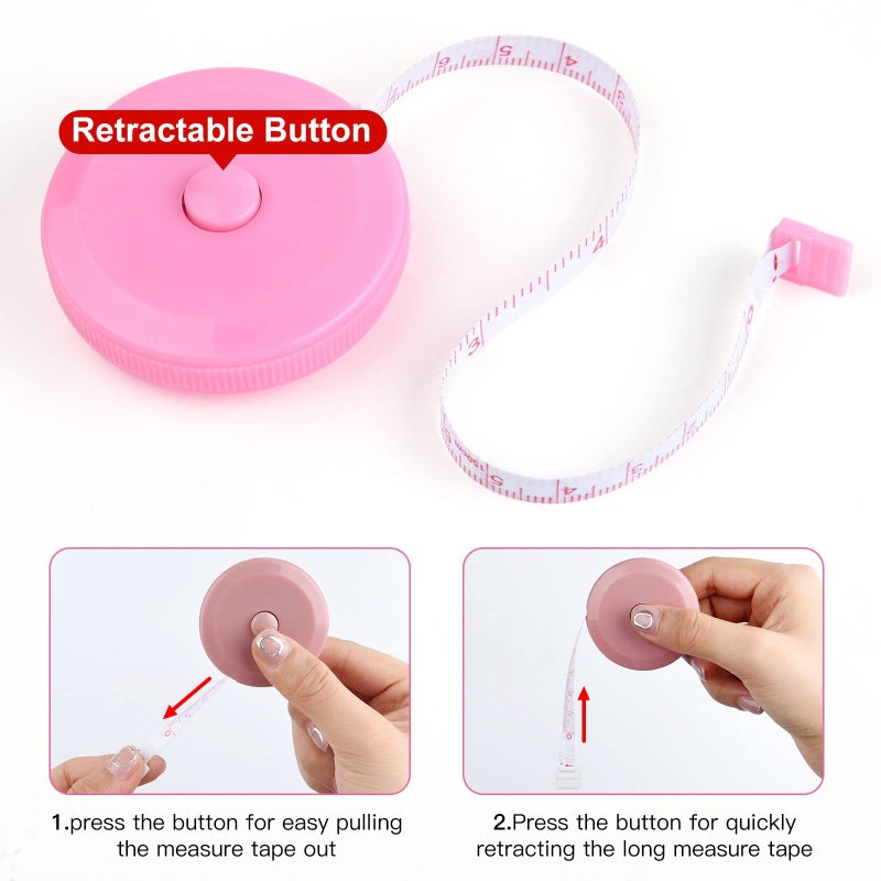 ASTARON 4 Pcs Soft Measuring Tape for Body Measurements Retractableï¼ŒCute Tape Measures Tailor Measuring Tape for Sewing 60 in / 1.5 M Tailors Measure Tape with Fractions Measure Ruler for Sewing - Image 4