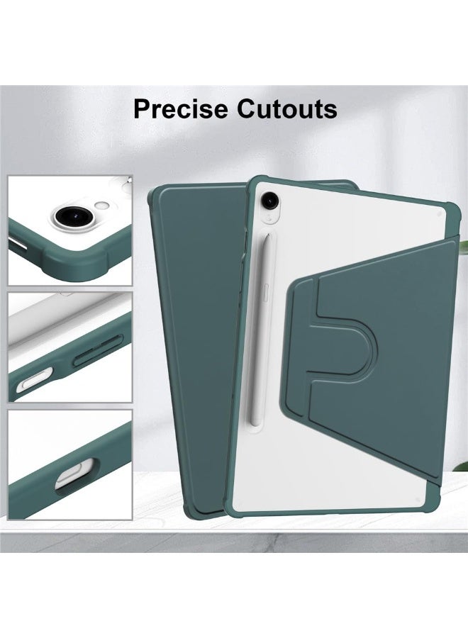 سانموجيد جراب لجهاز Samsung Galaxy Tab S11 SM-X730 SM-X736B الجديد لعام 2025، غطاء خلفي شفاف قابل للدوران مع حامل قلم رصاص، جراب أكريليك من جلد البولي يوريثان القابل للطي مع غطاء بحامل دوار - Image 5