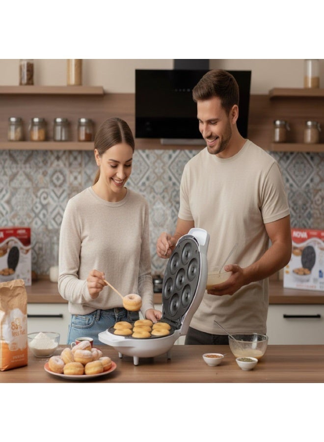 Nova Electric Donut Maker NT-185DMT, Makes 7 Mini Doughnuts in Minutes, 800–1000W Power, Non Stick Plates, Cool Touch Housing, Indicator Lights, Easy Clean Design - Image 5
