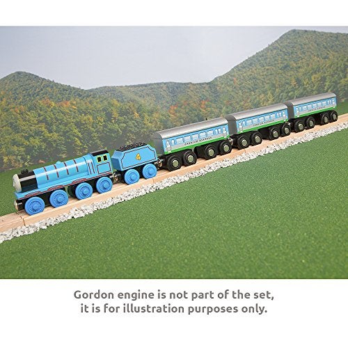 Orbrium 3 Pcs Large Wooden Railway Express Coach Cars, Compatible with Thomas & Friends Push-Along The Tank Engine, Brio, Chuggington Wooden Train - Image 2