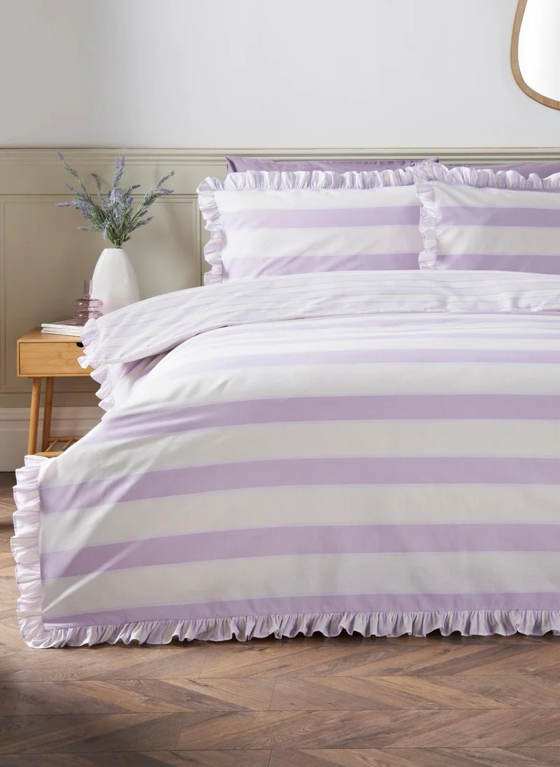 Matalan Lilac Stripe Frill Duvet Set
