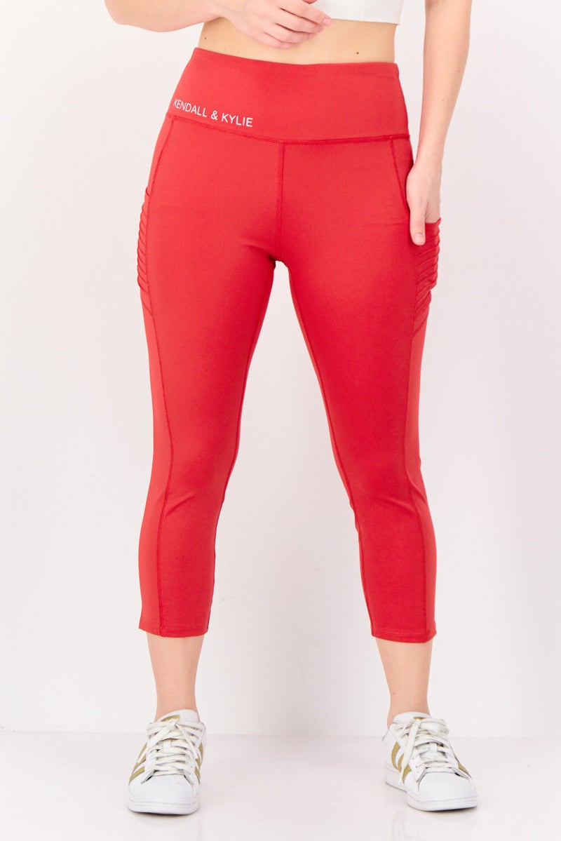 KENDALL + KYLIE Women Sportswear Fit Pull On Training Leggings, Red - Image 1
