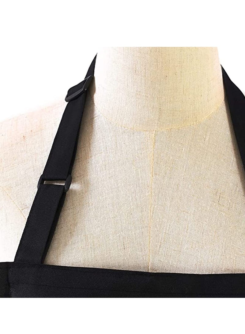 Zikra 2 Pack Adjustable Bib Apron with 2 Pockets Waterdrop Resistant Cooking Kitchen Aprons for Women Men Chef Couple BBQ Painting - Image 4