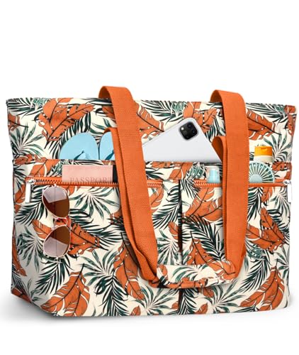 HUANLANG Large Beach Bags for Women Pool Bag with Zipper Waterproof Sandproof Beach Tote Travel Bag with Wet Pocket - Image 1