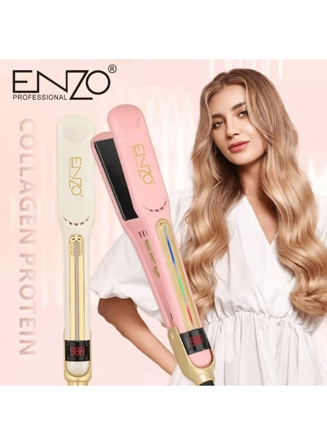 ENZO Professional ENZO EN-2401 Hair Straightener – Fast Heat-Up, Adjustable Temperature, Ergonomic Design -Intl Version (PINK) - Image 1