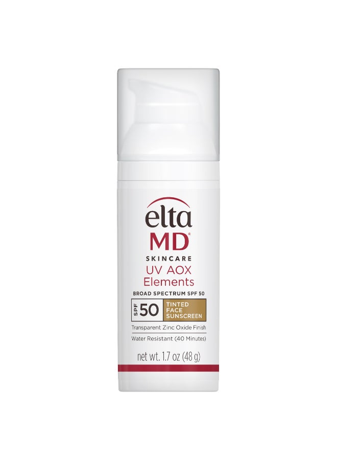 EltaMD UV AOX Elements Tinted SPF 50 Mineral Facial Sunscreen (2.0 Oz) – Antioxidant UV Protection for Sensitive Skin, with Zinc Oxide & Vitamin E, Hydrating Tinted Formula - Image 1