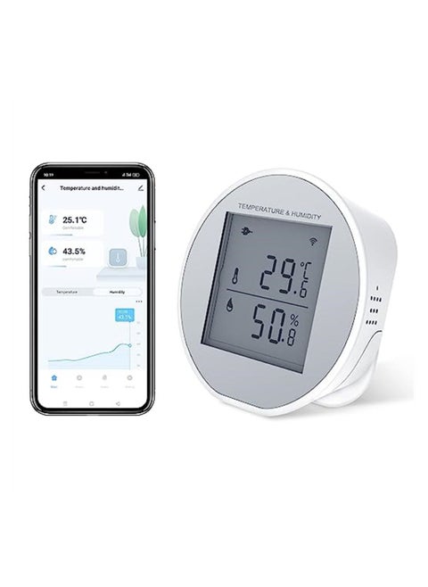 Smart WiFi Thermometer Hygrometer Sensor, with App Control, Large LCD Display, Notification Alerts, for Home Room Pet Garage with Digital Compatible with Home Automation