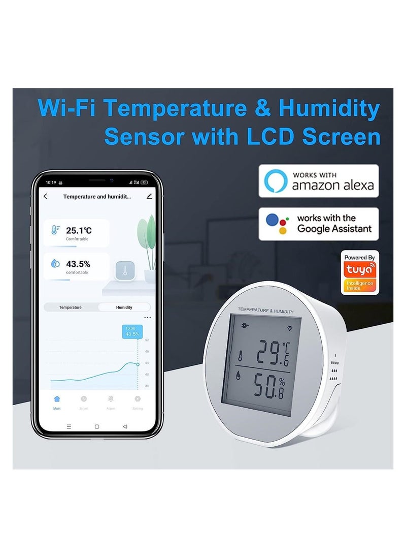 SYOSI - Smart WiFi Thermometer Hygrometer Sensor, with App Control, Large LCD Display, Notification Alerts, for Home Room Pet Garage with Digital Compatible with Home Automation - Image 1