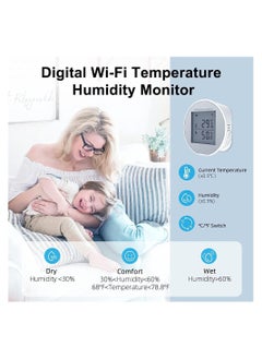 SYOSI Smart WiFi Thermometer Hygrometer Sensor, with App Control, Large LCD Display, Notification Alerts, for Home Room Pet Garage with Digital Compatible with Home Automation  - Image 3