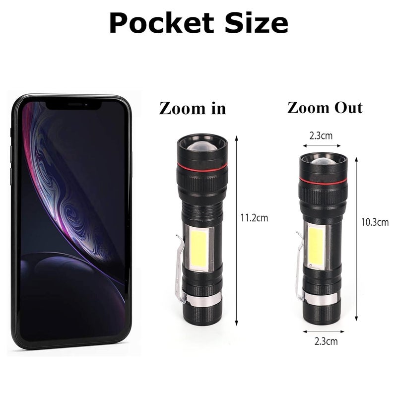 Care4 كشاف Care 4 Zoom ZY520 مع شحن USB مع 3 وظائف ضوء COB عالي ووميض أسود قابل لإعادة الشحن - Image 3