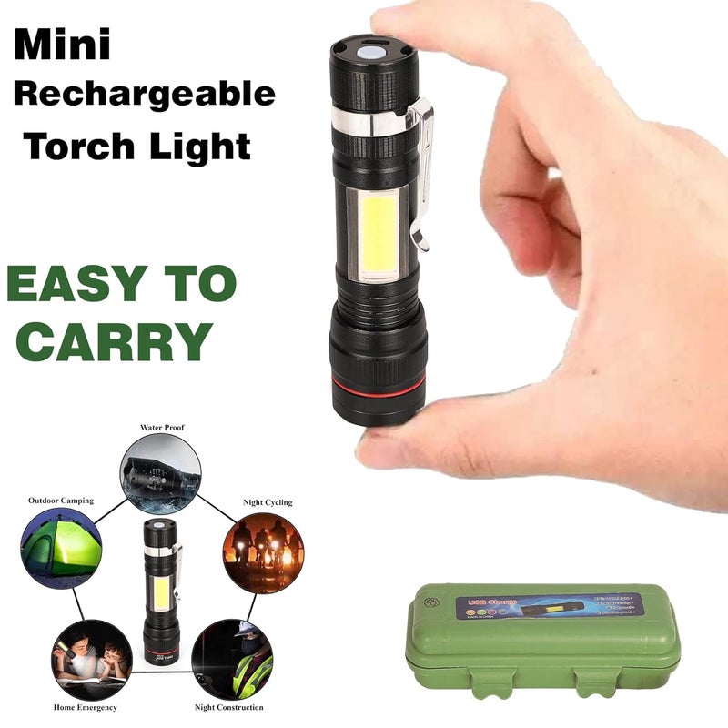Care4 كشاف Care 4 Zoom ZY520 مع شحن USB مع 3 وظائف ضوء COB عالي ووميض أسود قابل لإعادة الشحن - Image 4