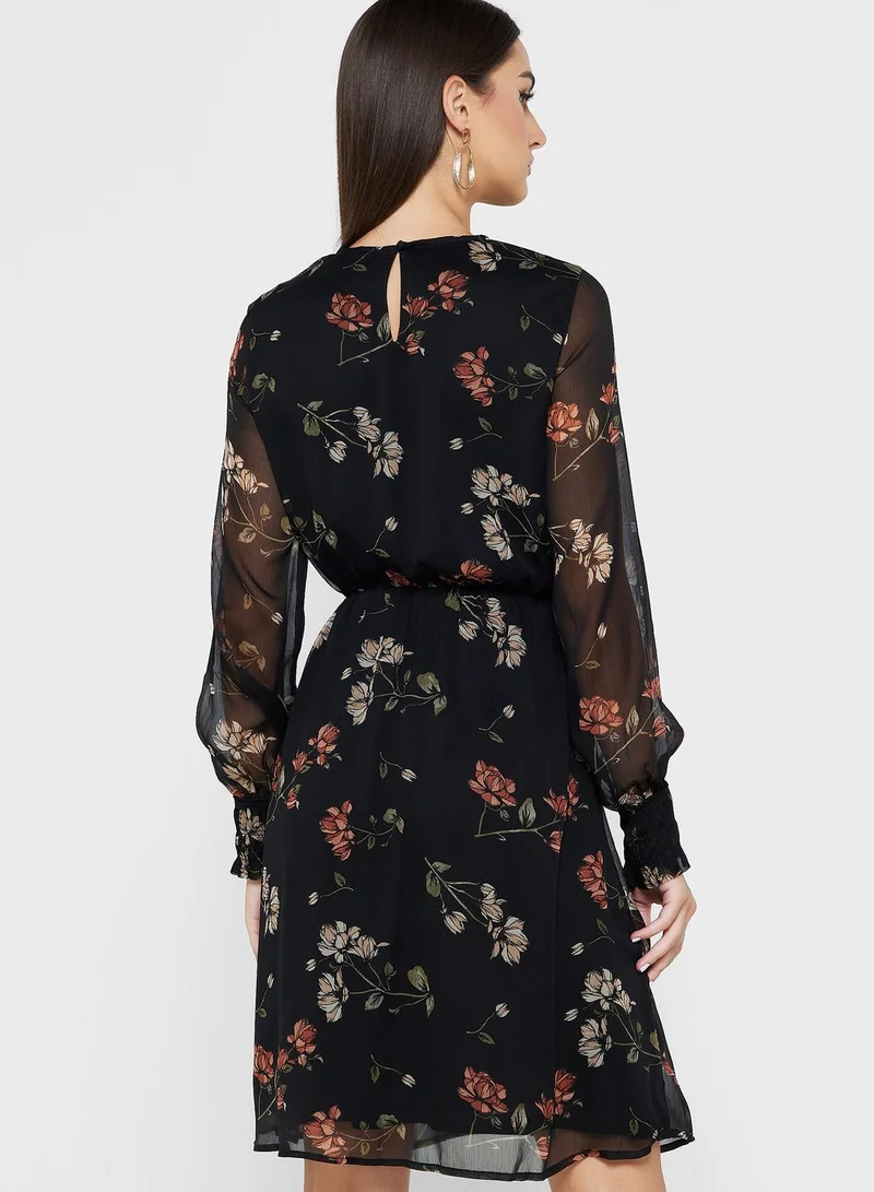 VERO MODA Floral Print Shirred Dress
