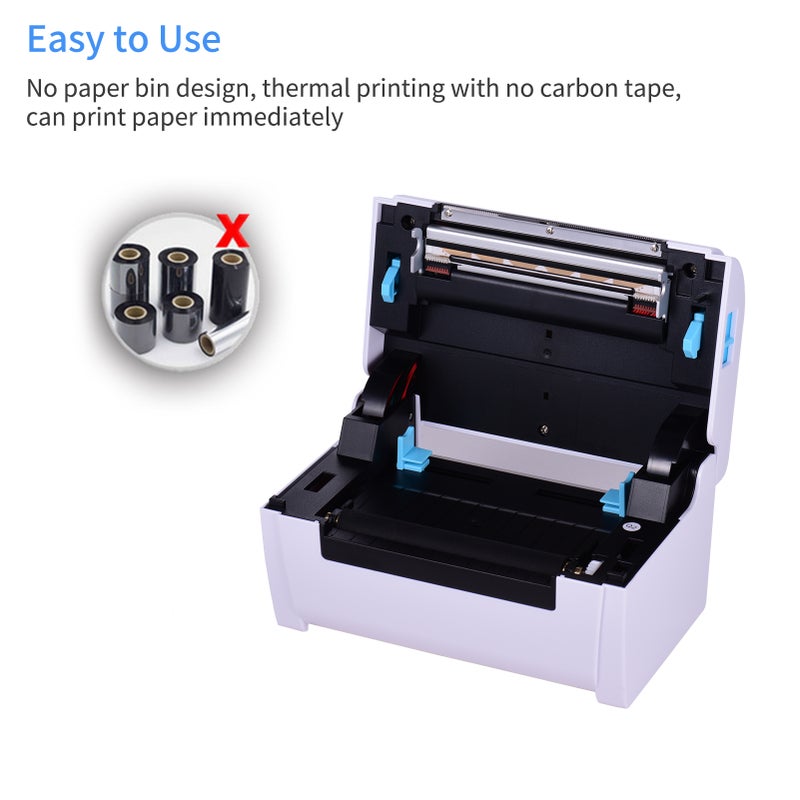 Desktop Thermal Label Printer for 4x6 Shipping Package Label Maker 160mm/s High Speed USB Connection Thermal Sticker Printer Max.110mm Paper Width Compatible with UPS Ebay Shopify FedEx - Image 4