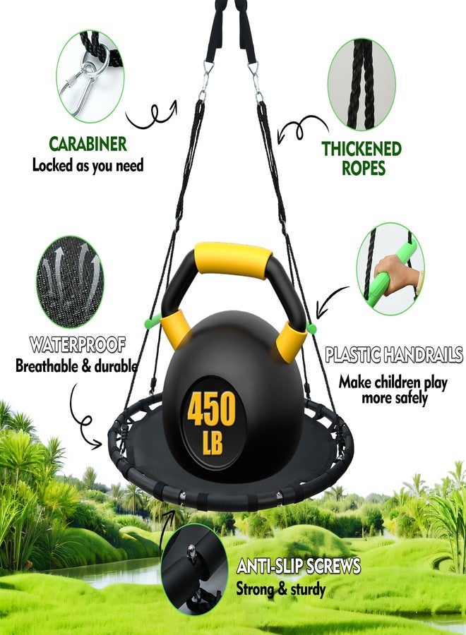 TBMLC 48 inch Diameter Saucer Swing - 1 Inch Diameter&1MM Thick Sturdy Steel Frame with Thick Foam Pipe Cover and Durable PP Mat - Perfect for Outdoor Fun and Relaxation (Black, 48 inch Diameter) - Image 3