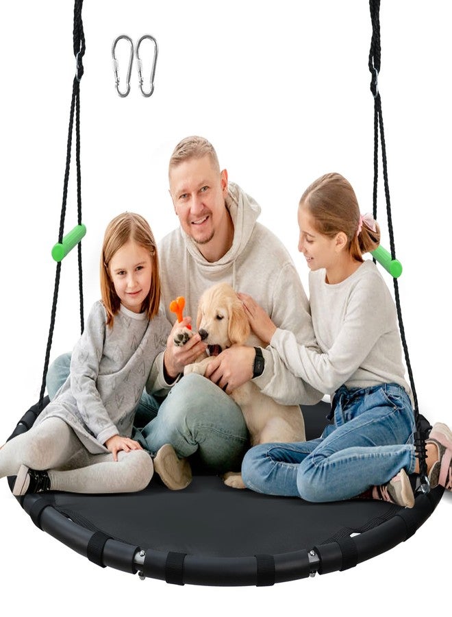 TBMLC 48 inch Diameter Saucer Swing - 1 Inch Diameter&1MM Thick Sturdy Steel Frame with Thick Foam Pipe Cover and Durable PP Mat - Perfect for Outdoor Fun and Relaxation (Black, 48 inch Diameter) - Image 1