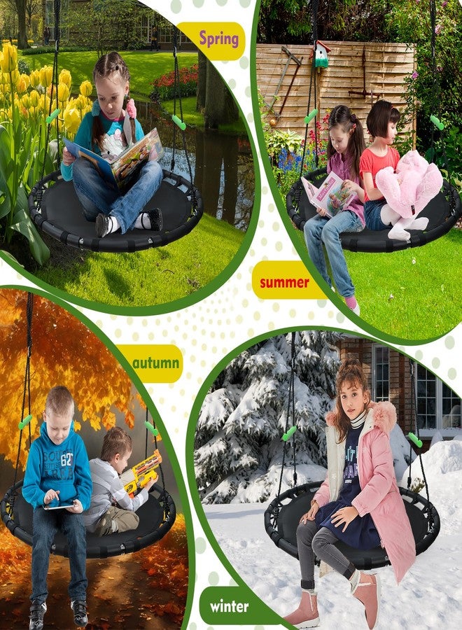 TBMLC 48 inch Diameter Saucer Swing - 1 Inch Diameter&1MM Thick Sturdy Steel Frame with Thick Foam Pipe Cover and Durable PP Mat - Perfect for Outdoor Fun and Relaxation (Black, 48 inch Diameter) - Image 5