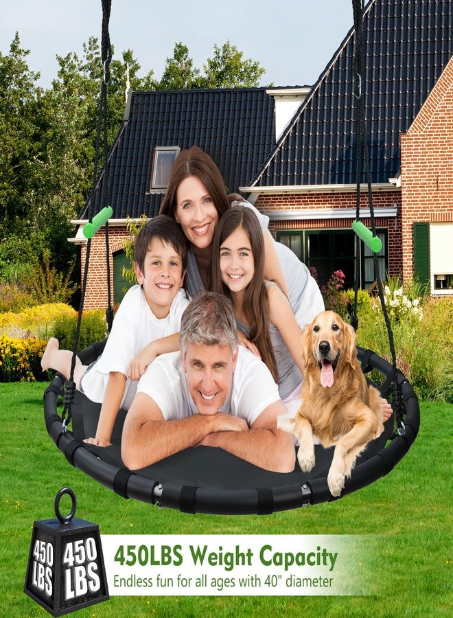 TBMLC 48 inch Diameter Saucer Swing - 1 Inch Diameter&1MM Thick Sturdy Steel Frame with Thick Foam Pipe Cover and Durable PP Mat - Perfect for Outdoor Fun and Relaxation (Black, 48 inch Diameter) - Image 4