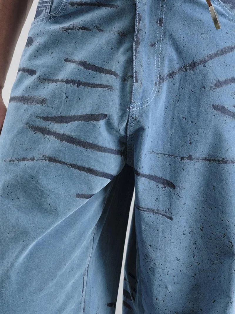 جيستو GIESTO Abstract Wide Leg Denim Jeans