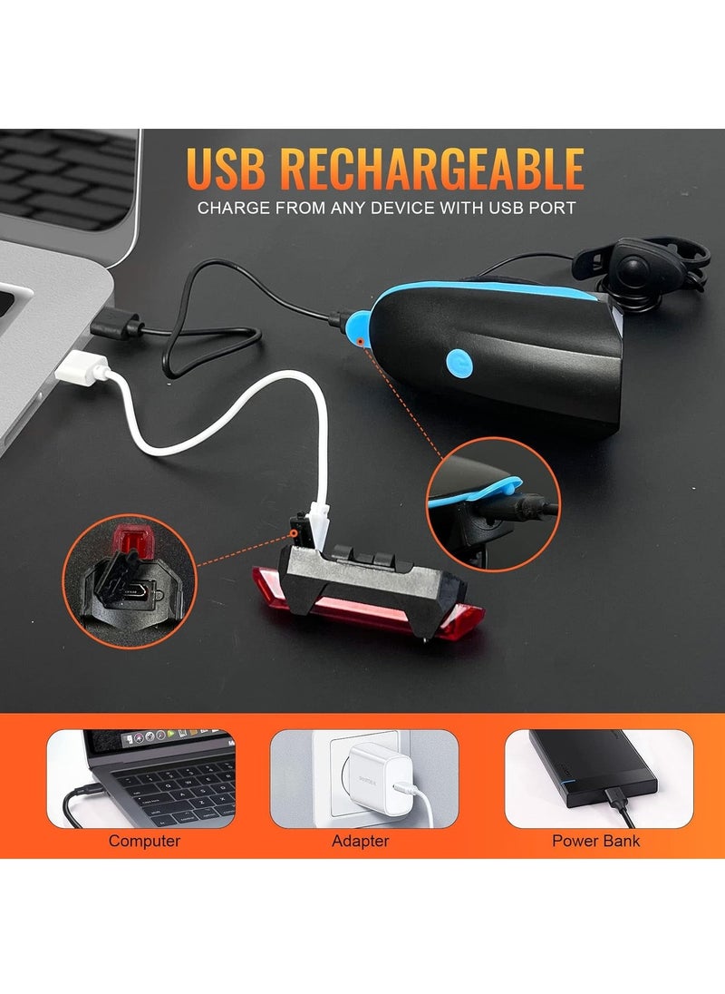 Bike Lights, USB Rechargeable Bike Lights Set, Cycle Lights with 4 Modes, IP65 Waterproof Bicycle Lights, 1 Headlight and Taillight, Easy to Fit - pzsku/Z1C4D67B5EB2F01965221Z/45/_/1733993630/01c48c1c-0fe3-4316-a19e-b847ace15002