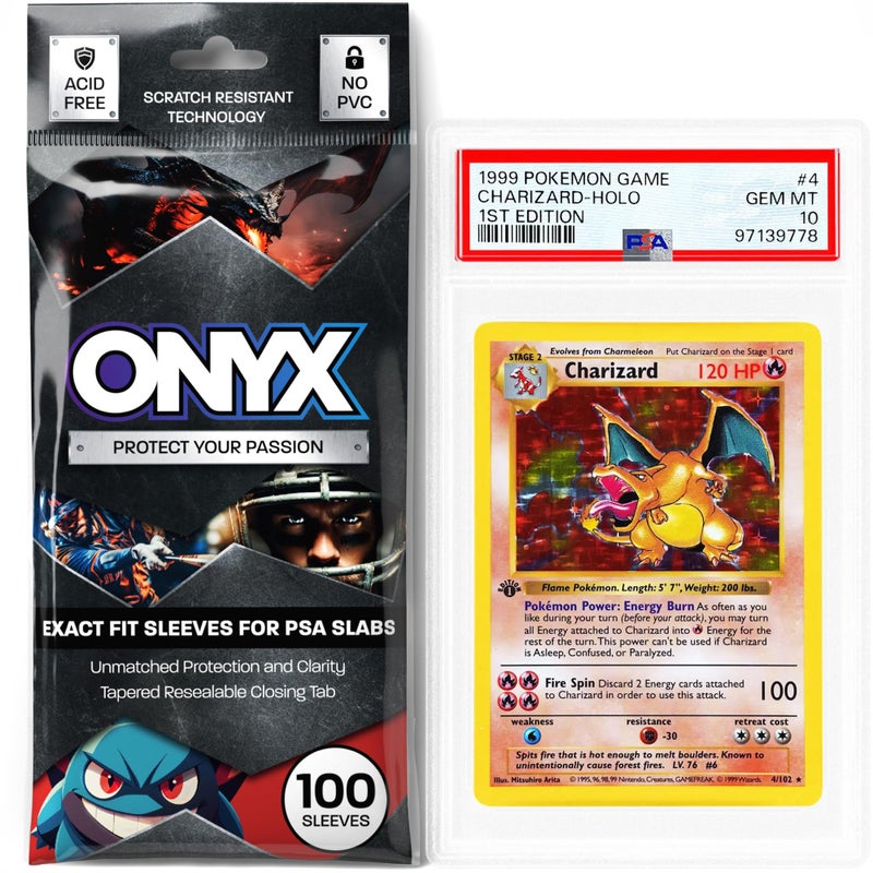 ONYX PSA Slab Sleeves Graded Card Sleeves PSA Perfect Fit Clear Cards Sleeves Card Protector Sleeves Exact Fit Plastic Trading Bags Cover Guard Saver Holder Sleeve Grading Baseball Sports MTG - Image 2