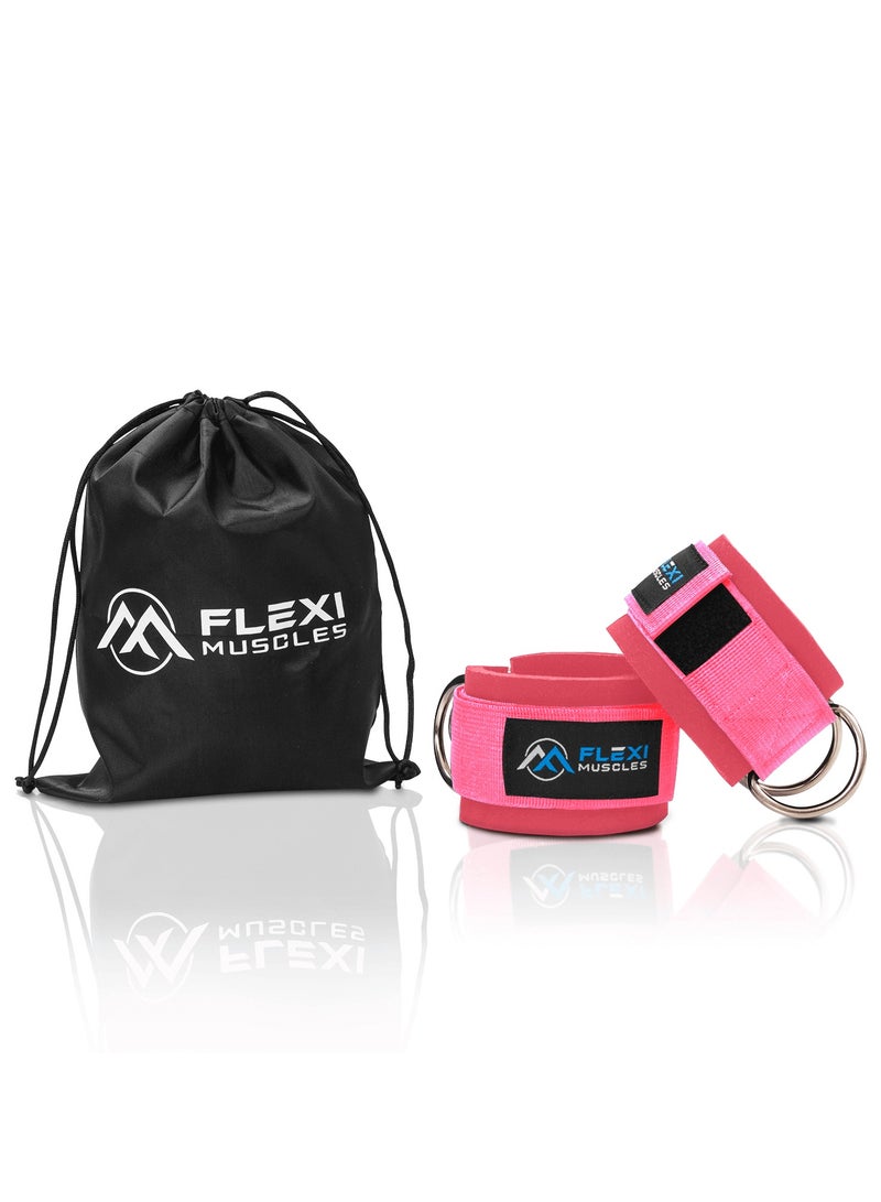 Flexi Muscles - Ankle Straps for Cable Machines. Our Comfortable Adjustable Padded Ankle Workout Straps with Double D-Ring, Ideal for Glutes Exercises, Leg Workout and Kickbacks - Image 1