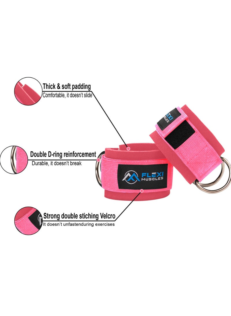 Flexi Muscles - Ankle Straps for Cable Machines. Our Comfortable Adjustable Padded Ankle Workout Straps with Double D-Ring, Ideal for Glutes Exercises, Leg Workout and Kickbacks - Image 2