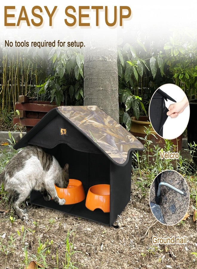 GeerDuo Outdoor Cat House, Waterproof Pet Shelter/Dining Room, for Feral/Community Cats (Camo1) - Image 4