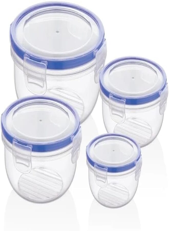 Bager Cook&Lock Round Storage Container Set 4 Pcs (400+800+1400+2300 Ml) (Std), Transparent