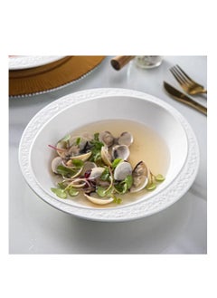 MAAC HOME MAAC Home  Cloud White Soup Plates Elegant Durable and Classic design Perfect for Family Everyday Use, and Family Get- Together, Restaurant, Banquet and More (Set of 4, 10.75") 
