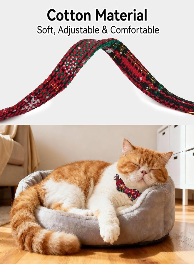 Joytale Upgraded Christmas Cat Collar with Bells, Breakaway Cat Collars with Bow Tie, 1 Pack Girl Boy Safety Plaid Kitten Collars, Christmas Red - Image 4