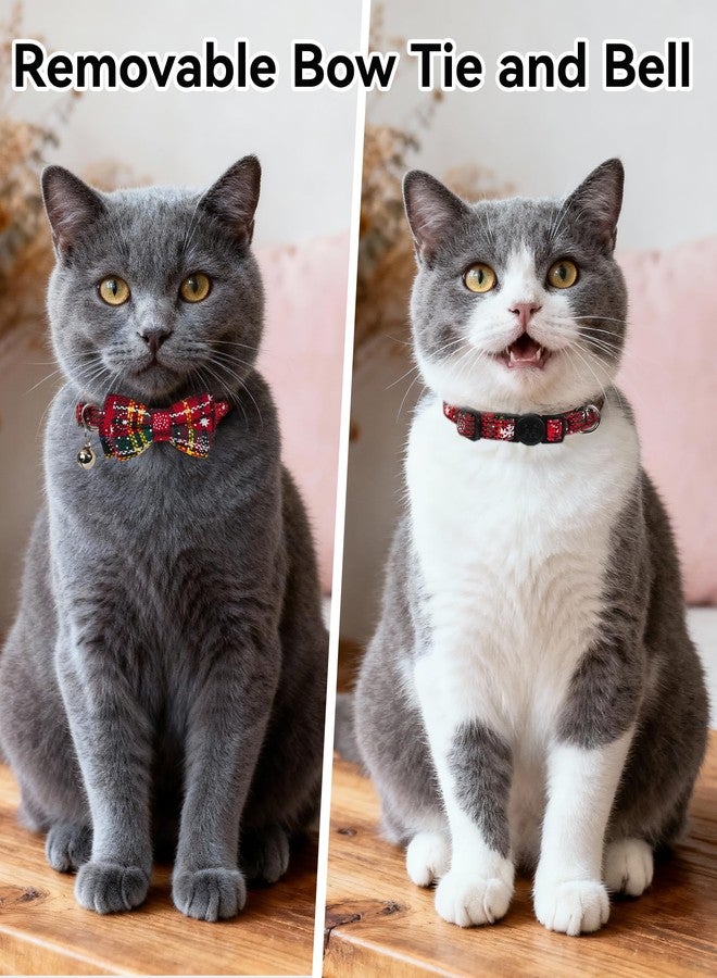 Joytale Upgraded Christmas Cat Collar with Bells, Breakaway Cat Collars with Bow Tie, 1 Pack Girl Boy Safety Plaid Kitten Collars, Christmas Red - Image 2