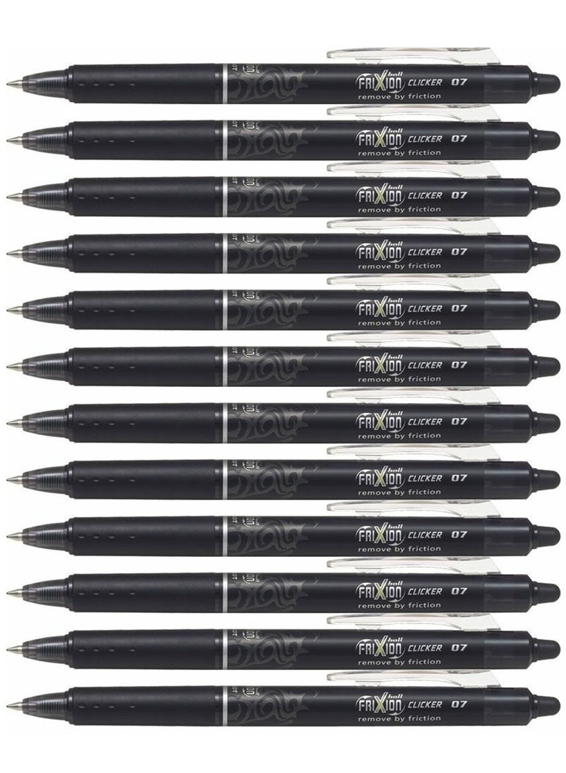 PILOT 12-Piece Frixion Clicker Erasable Ball Pen 0.7mm Tip Black Ink  - Image 1