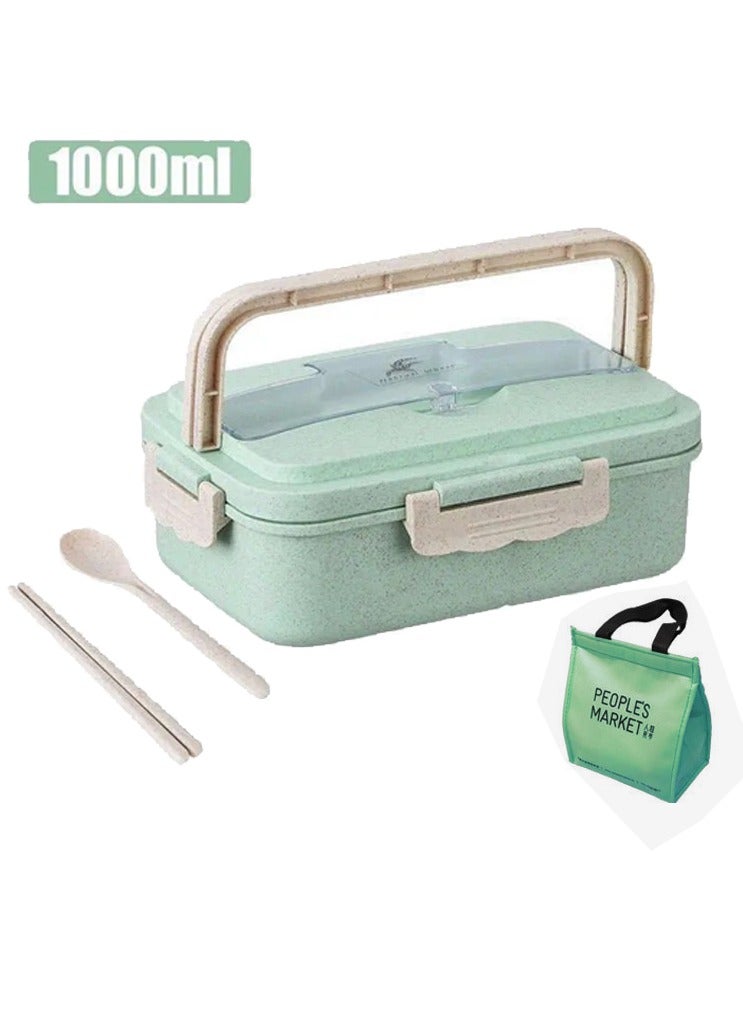 Lunch Boxes with Insulation Lunch Bag,Spill-proof Microwave Lunch Boxes for Kids/Adults,1000ml(Green) - Image 1