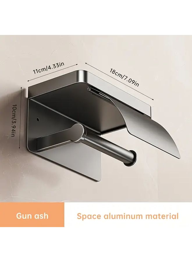 Wall Mounted Tissue Box Without Cover Black Easy Install No Drilling Modern Bathroom Organizer - Image 2