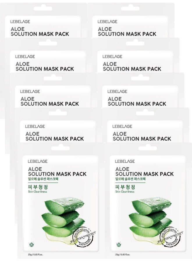 ليبلاج مجموعة قناع ALOE SOLUTION (عبوة مكونة من 10 أقنعة فردية) | العناية بالبشرة المصنوعة في كوريا - Image 1