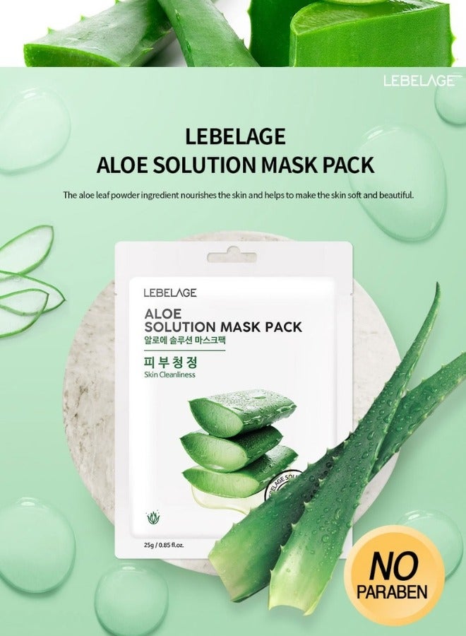 ليبلاج مجموعة قناع ALOE SOLUTION (عبوة مكونة من 10 أقنعة فردية) | العناية بالبشرة المصنوعة في كوريا - Image 2