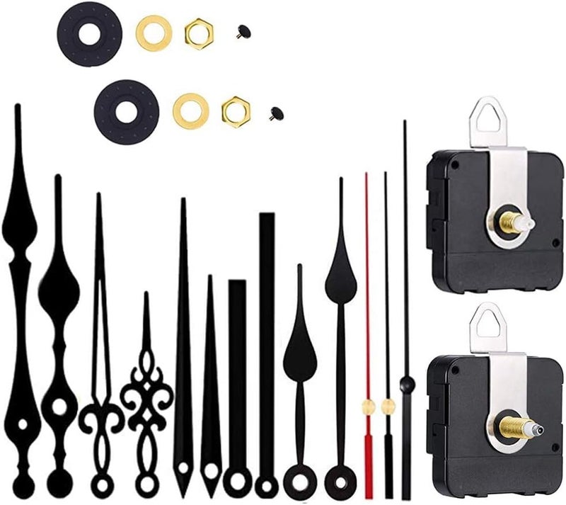 Aloneaka 2 Pieces Silent Clock Movement Mechanism Long and Short Shaft with 6 Different Pairs of Hands DIY Clock Repair Parts Motor Replacemen - Image 1