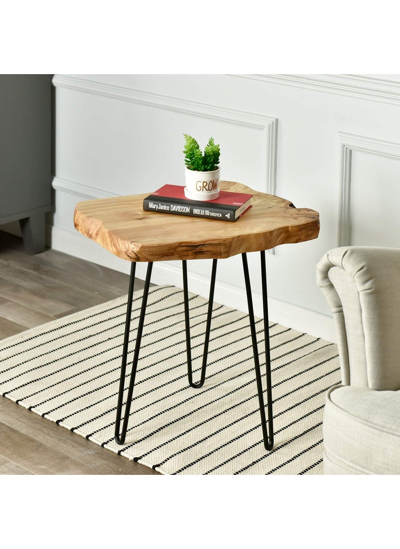 WELLAND WELLAND Live Edge Side Table with Hairpin Legs Natural Edge Side Table Small Nightstand Wood 155 Tall 