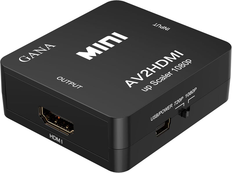 GANA AV to HDMI Adapter, 1080P Mini RCA Composite CVBS AV to HDMI Video Audio Converter Adapter Supporting PAL/NTSC with USB Charge Cable for PC Laptop Xbox PS4 PS3 TV STB VHS VCR Camera DVD (Black) - Image 3