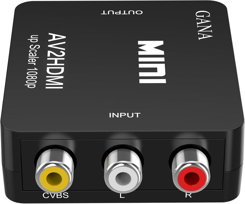 GANA AV to HDMI Adapter, 1080P Mini RCA Composite CVBS AV to HDMI Video Audio Converter Adapter Supporting PAL/NTSC with USB Charge Cable for PC Laptop Xbox PS4 PS3 TV STB VHS VCR Camera DVD (Black) - Image 2