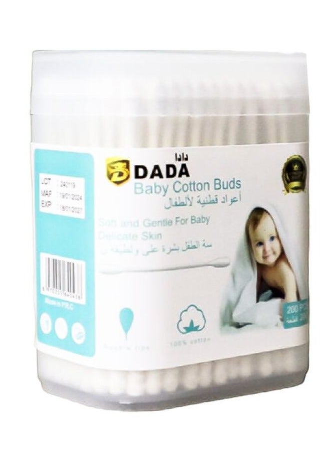 Dada Baby Cotton Buds, 200, Gentle Ear Cleaning, High-Quality Cotton, Soft and Comfortable