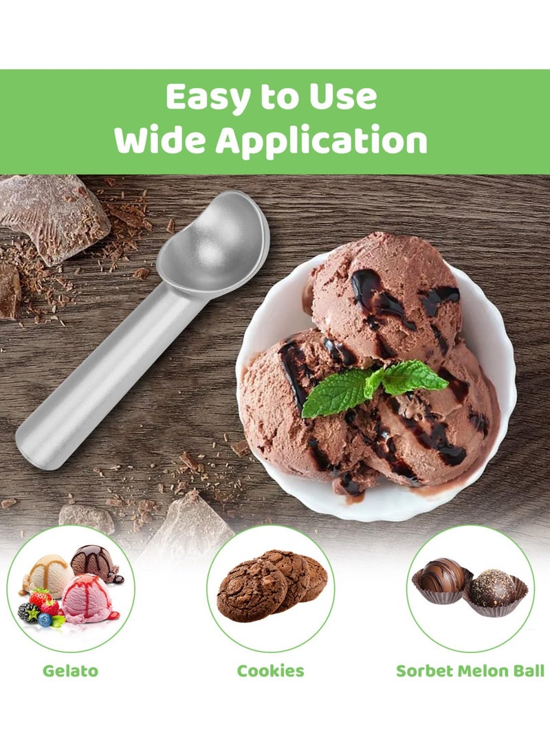 ح واحة ملعقة آيس كريم، 7 بوصات غير لاصقة ومضادة للتجمد من قطعة واحدة من الألومنيوم، تصميم متين عالي التحمل، سهل التنظيف، للجيلاتو وعجينة البسكويت والسوربيه واللوز (فضي) - Image 4