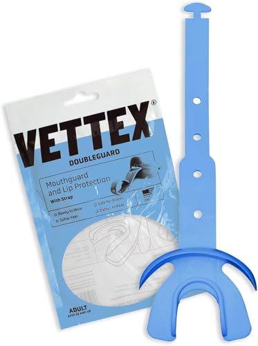 Vettex Markwort Vettex Doubleguard Mouthguard for Football, Lacrosse, MMA, Boxing, Braces - Breathable Doubleguard with Lip Protection and Strap, Columbia Blue - Image 1