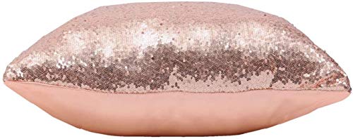 Poise3EHome 20x20inches Rose Gold Throw Pillow Covers Sequin Decorative Pillow Covers for Couch  Bed  Living Room  Christmas (Rose Gold  2PCS) - Image 3