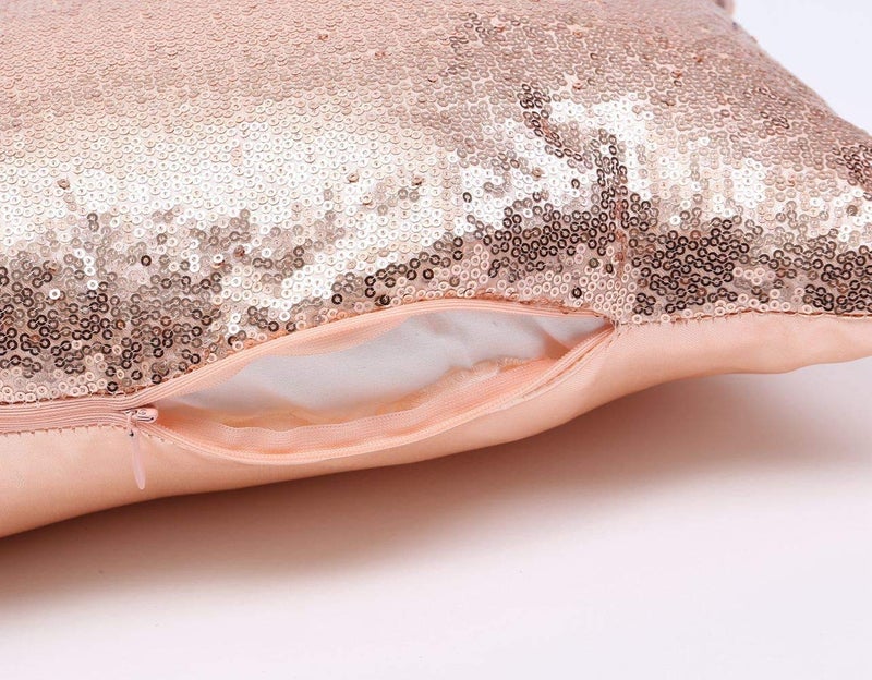 Poise3EHome 20x20inches Rose Gold Throw Pillow Covers Sequin Decorative Pillow Covers for Couch  Bed  Living Room  Christmas (Rose Gold  2PCS) - Image 4