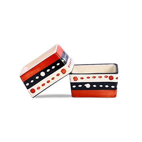 Caffeine Ceramic Handmade Red & Black Dotted Dip & Sauce (Set of 4, 40 ml) - Image 2