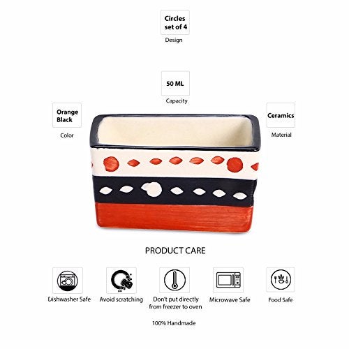 Caffeine Ceramic Handmade Red & Black Dotted Dip & Sauce (Set of 4, 40 ml) - Image 5